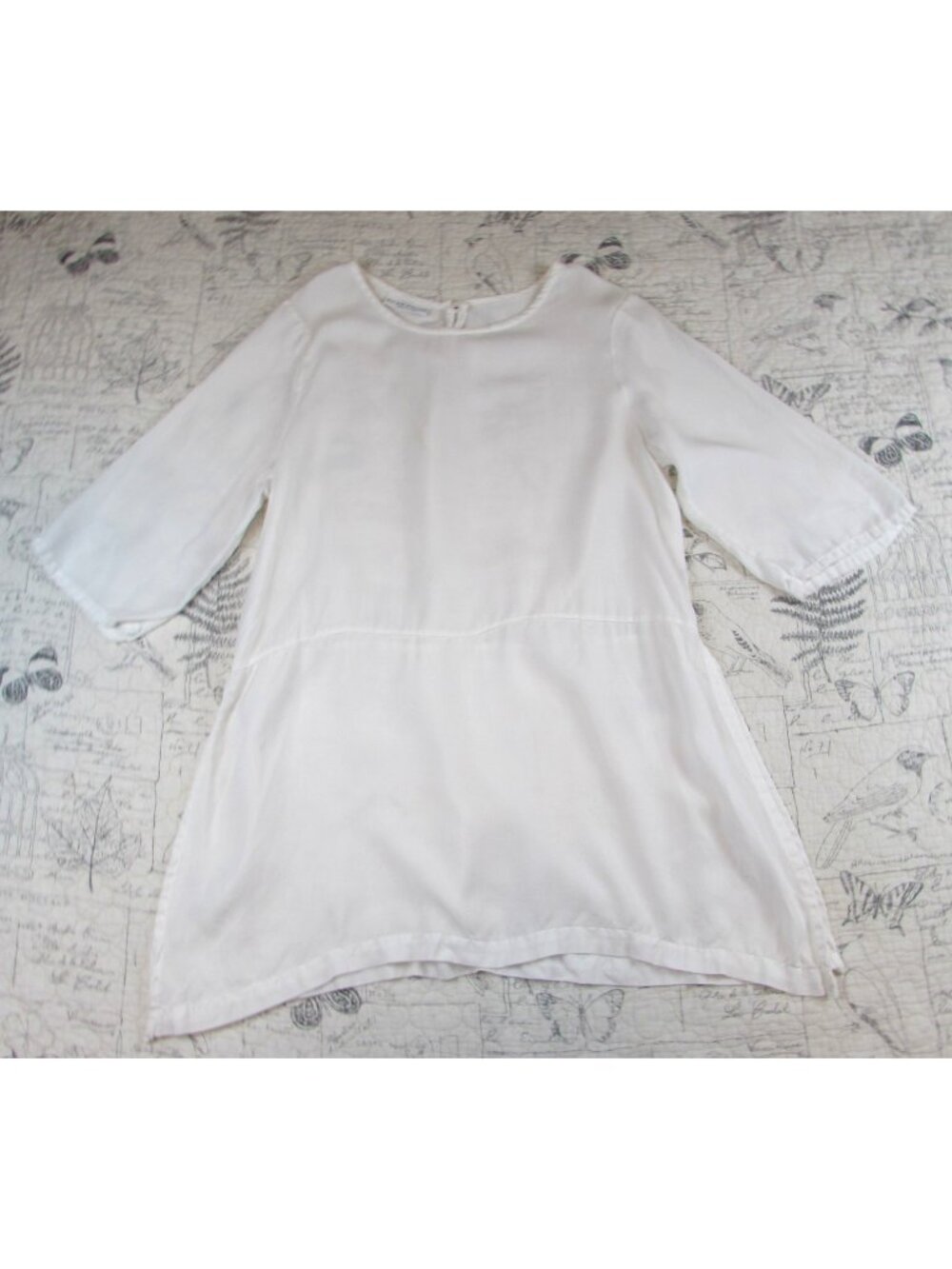EUC Bryn Walker Lagenlook Linen Bld White Tunic Vents On Sides Top Womens Size S